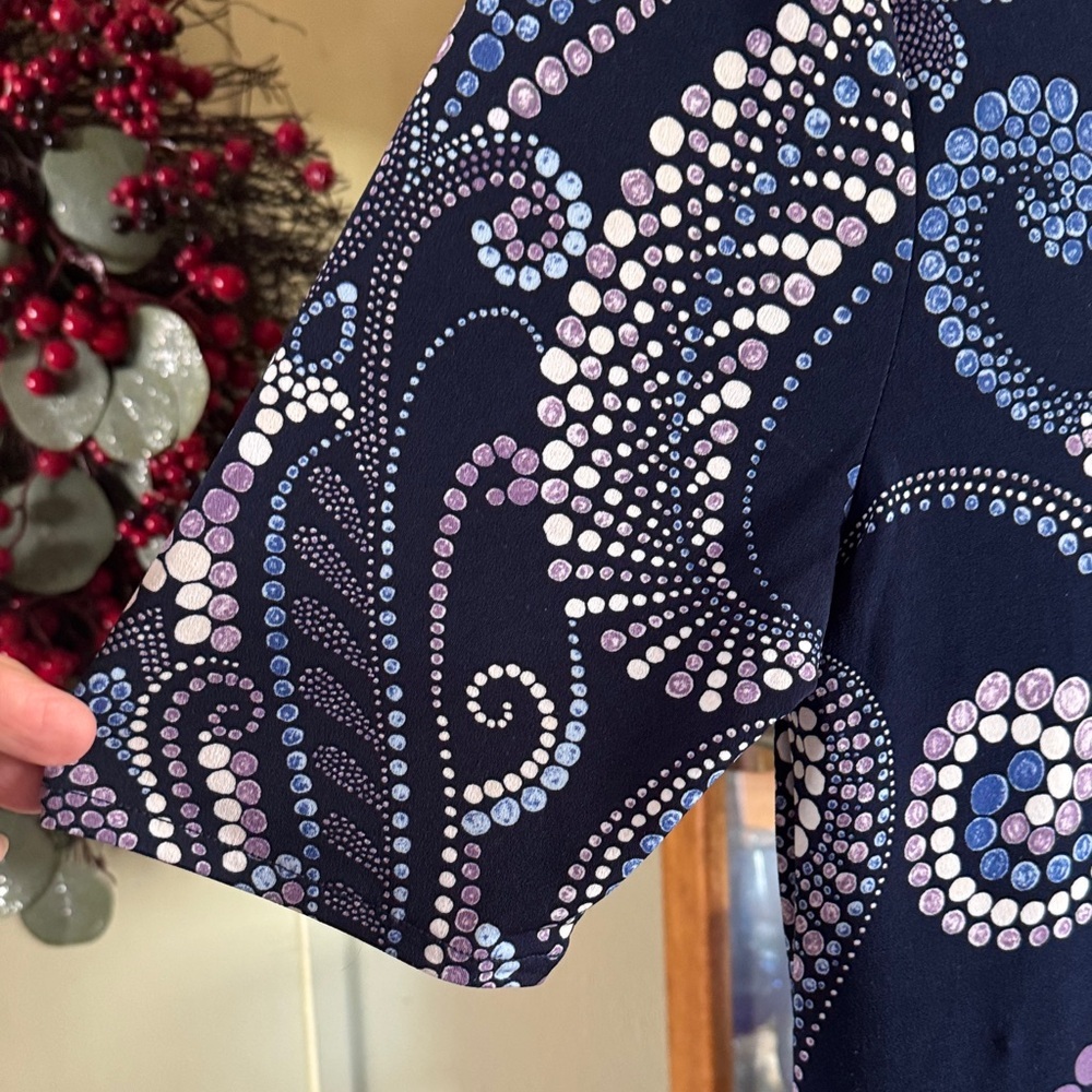 Chico's Navy and Purple Paisley Crisscross-Back Midi Dress Size 0 - Picture 7 of 8